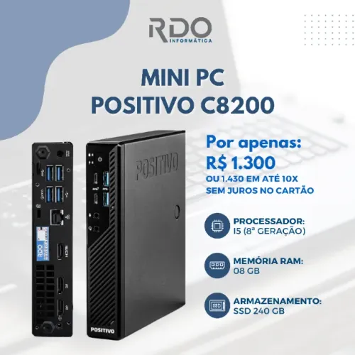 Mini PC Positivo C8C8200 i5 8ª Ger 8GB RAM SSD 240GB - PC Potente!