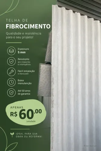 TELHA DE FIBROCIMENTO 5MM ? R$ 60,00