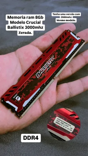 Memórias RAM DDR4 Crucial Ballistix 8GB 3000MHz + 8GB 2666MHz