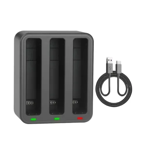Carregador Triplo Dock Hub até 3 Baterias para Insta360 X4