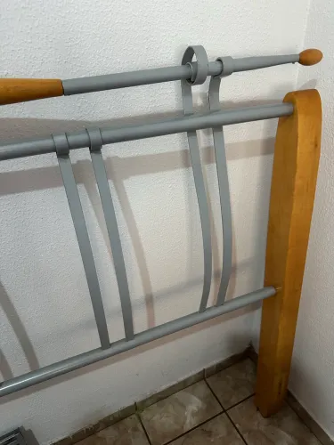 Cabeceira de cama Box de casal de metal e madeira nobre,  semi nova