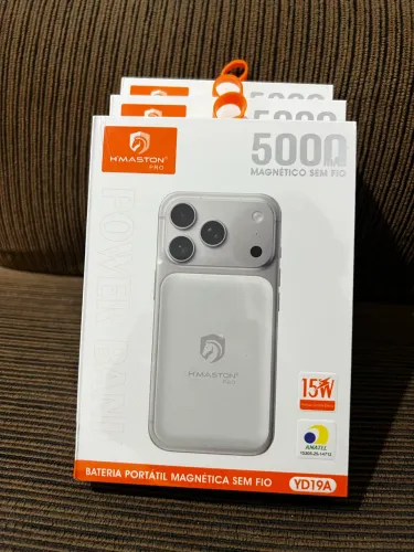 Power Bank Magnético Sem Fio H'maston Pro 5000mAh 15W - Novo Lacrado (Anatel)