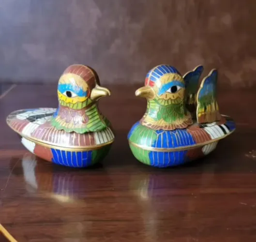 Casal de patos chineses em Cloisonné