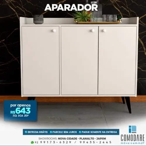 Aparador 3 Portas 110cm por R$ 643