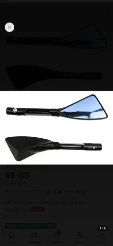 Retrovisor Esportivo Tomok Rizoma Mt03 Mt07 Mt09 Er6n Cb500f