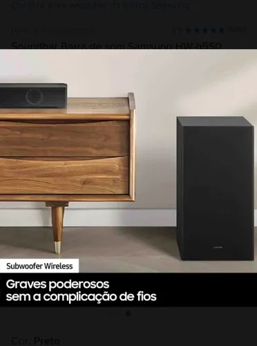 Soundbar Samsung HW-T550 320W + Subwoffer Sem Fio - Impecável