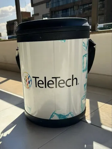 TELETECH Cooler promocional com tampa e alça, 45 x 33 cm