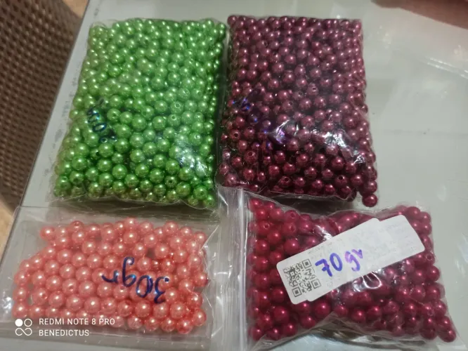 Pérolas ABS para artesanato, 4 cores totalizando 500gr