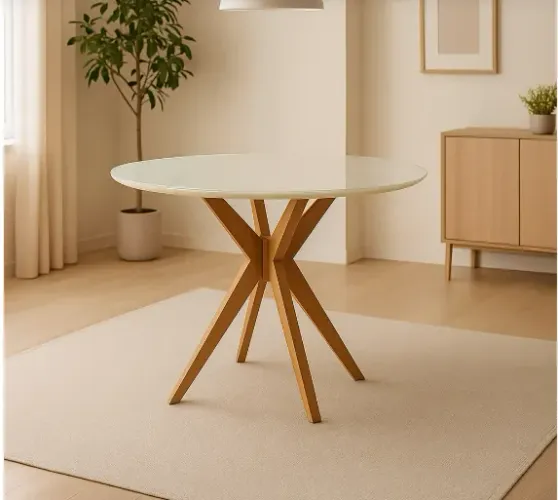 Base de Mesa de Jantar Estrelada de Madeira Maciça