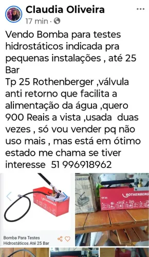 Vendo bomba para teste hidrostáticos