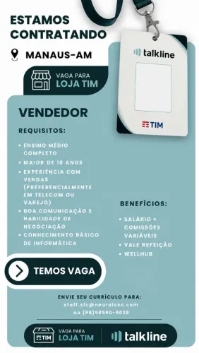 VAGA VENDEDOR LOJA TIM