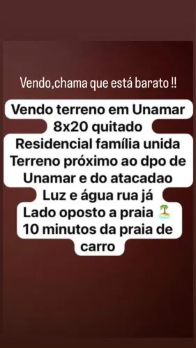 Vendo terreno em Unamar 