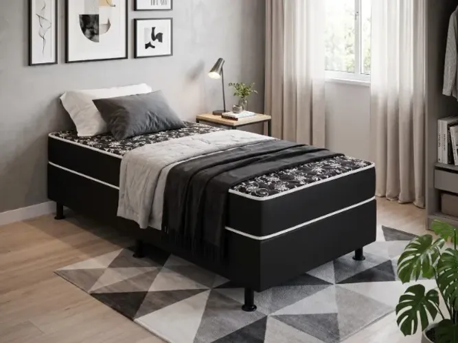 Cama Box de Solteiro com 5cm de Espuma (Nova)