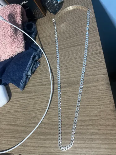 Corrente de prata 7 mm e 80 cm com chapa 