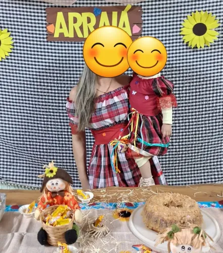 Vestido quadrilha junino mãe filha