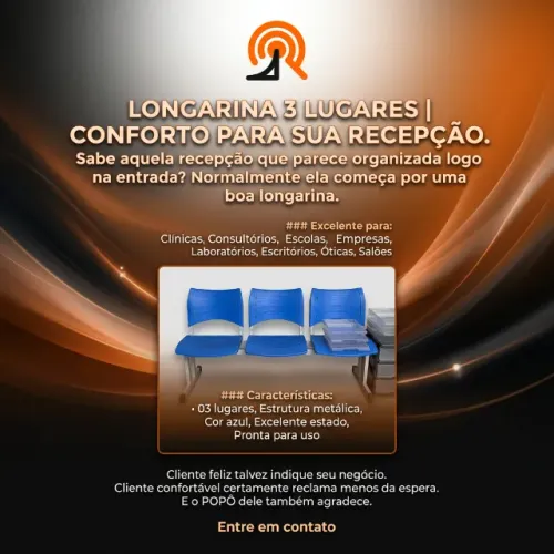 LONGARINA 3 LUGARES | CONFORTO PARA SUA RECEPÇÃO