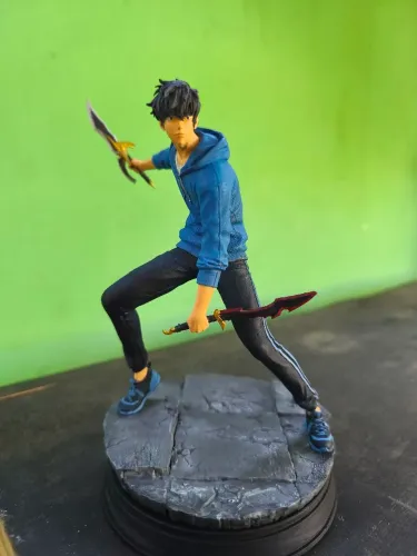 Action Figure Sung Jin-Woo | Solo Leveling | Impressão 3D em Resina | Pintado à Mão
