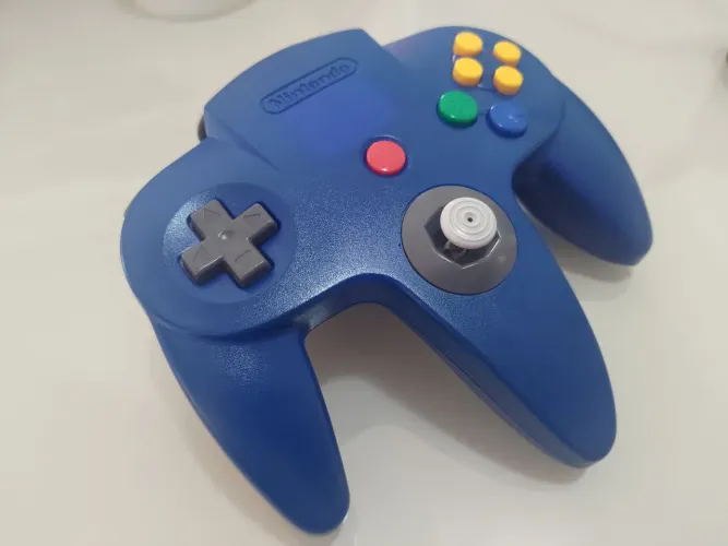 Controle Nintendo 64 Bros. Blue Original (NUS-005) - Completo na Caixa - Revisado