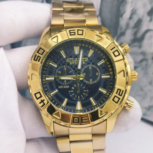 Relógio masculino novo original prova d'água luxo dourado banhado a ouro alta qualidade