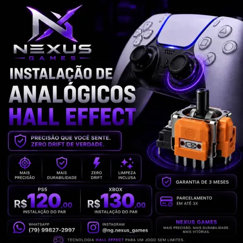 Instalação de analógicos hall effect ps5 e xbox
