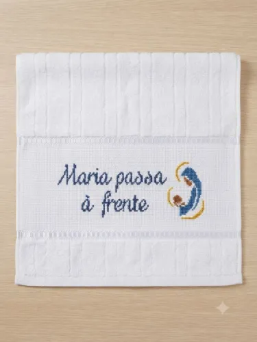 Toalha bordada religiosa Maria