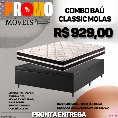 BASE BAÚ + COLCHÃO CASAL - DIRETO DE FÁBRICA