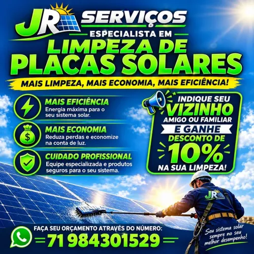 Limpeza especializada em painéis solares