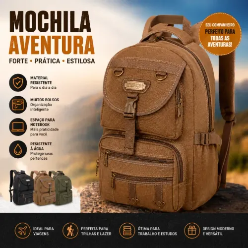 Mochila de Lona Costas Canvas Resistente Denlex DL0837