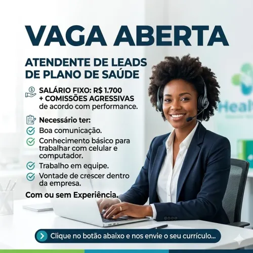 Vaga para Vendedor de Planos de Saúde 