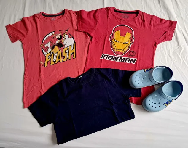Lote camisetas personagens Tam 8 + Babuche tam 31/32 patrulha canina 