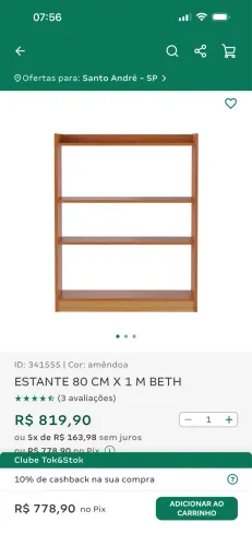 Estante 80cm x 1m Tok stok modelo Beth