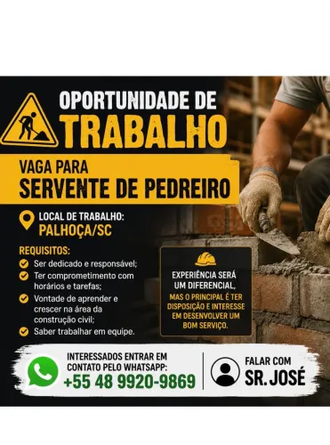 Vaga de servente de obra
