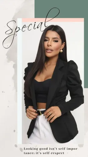 Blazer Feminino Social Princesa Manga Bufante Moderno Clean Tamanho M