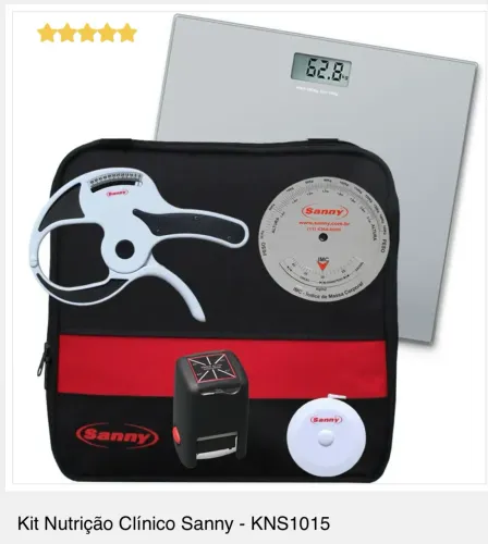 Kit Completo para Avaliação Física - Balança + Adipômetro + Estadiômetro + Trena Sanny