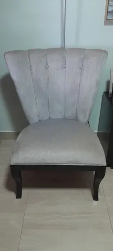 Linda Poltrona Decorativa Estilo Concha Suede Cinza - Perfeito Estado!