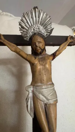 ANTIGO JESUS CRISTO CRUCIFIXADO EM MADEIRA