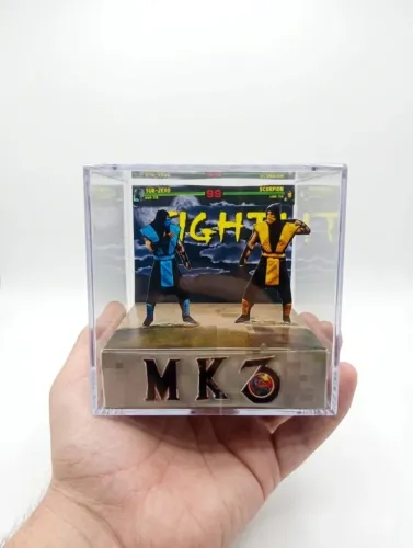 Cubo Diorama Mortal Kombat Artesanal Decorativo Colecionável Gamer