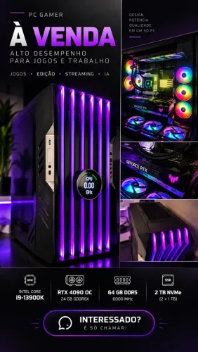 PC Gamer High-End RTX 4090 24GB + i9-13900K + 64GB DDR5