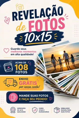 REVELAÇÃO DE FOTOS 10X15 30 UNIDADES