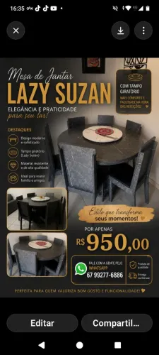 Mesa com tampo giratório