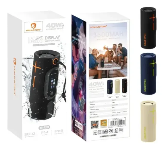 [Novo] Caixa De Som Bluetooth com tela Tn920 40w Ipx6 Rgb Bateria 3600mah