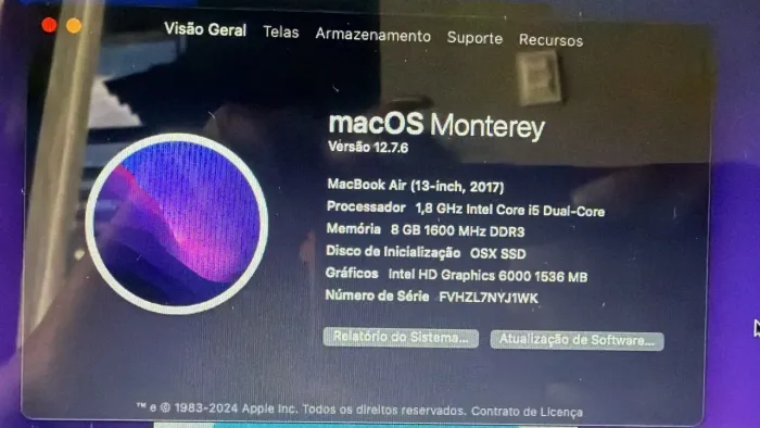 MacBook i5 / 8gb (2017) sem detalhes 