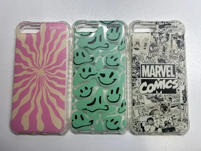 Capas de celular Gocase Iphone 7/8 plus (3 unidades) + películas (NOVAS)