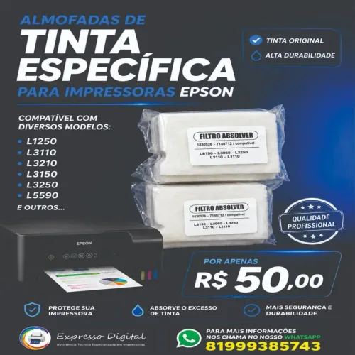 Almofadas de tinta para as impressoras Epson L3110, L3150, L3210, L3250 e etc?