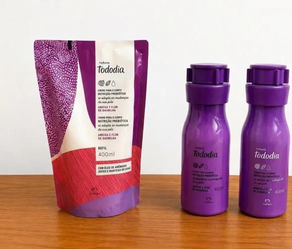 Kit Refil e Hidratante Creme para o Corpo Natura Tododia Ameixa e Flor de Baunilha 400 ml