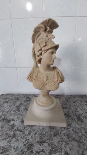 Busto Escultura Soldado Romano Pó de Mármore Decoração Obra de Arte Design