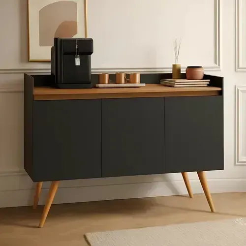 Buffet Gold com 3 portas Preto/Mel