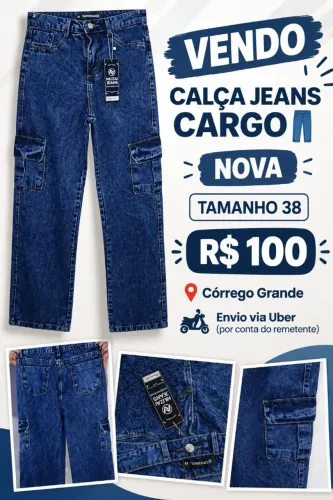 Calça jeans cargo