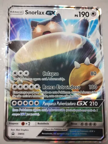 Carta pokémon rara Snorlax GX Jumbo
