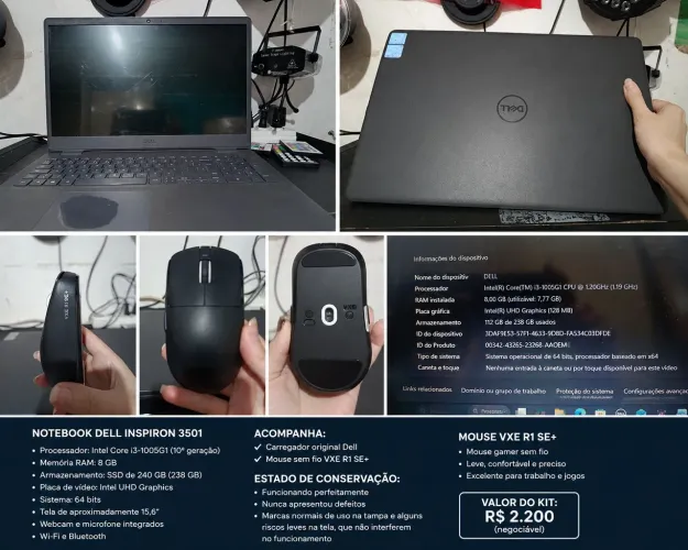 VENDO NOTEBOOK DELL + MOUSSE GAMER